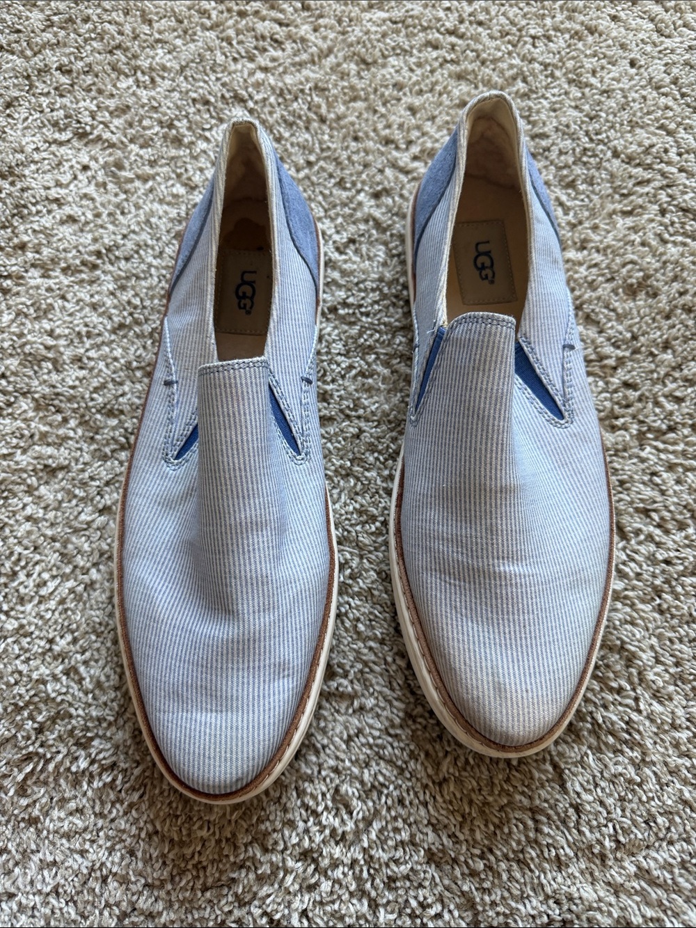 UGG Adley Light Blue Canvas Slip-On Loafers size 10